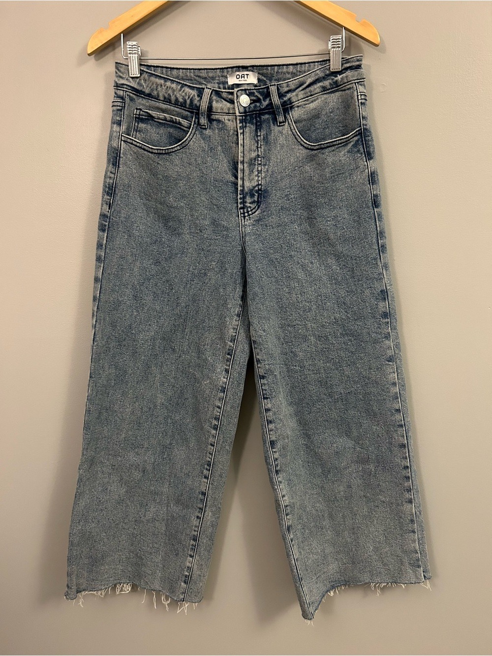 Oat New York Wide Leg Cropped Jeans Washed Blue Size 29